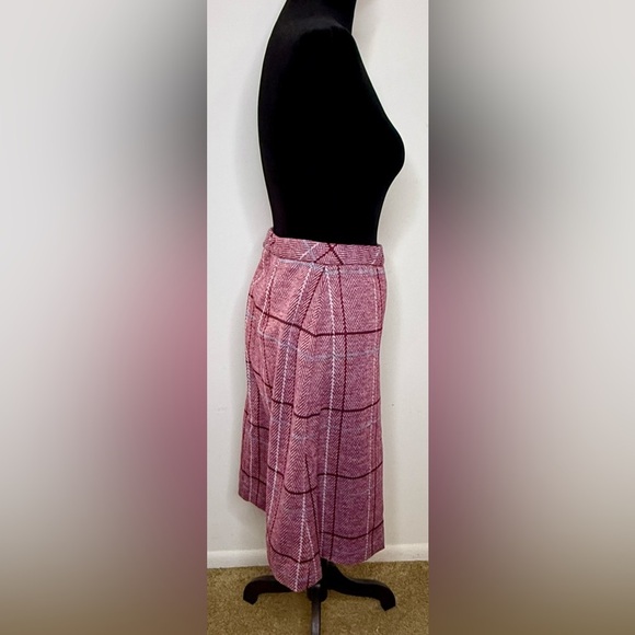 Vintage 60’s Jantzen pleated herringbone red plaid skirt elastic size 8 EUC - Picture 4 of 7